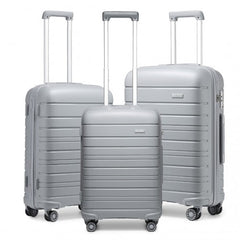 K2091L - Kono Multi Texture Hard Shell PP Suitcase 3 Pieces Set - Classic Collection - Grey