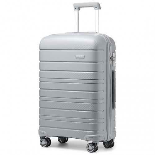 K2091L - Kono 20 Inch Multi Texture Hard Shell PP Suitcase - Classic Collection - Grey