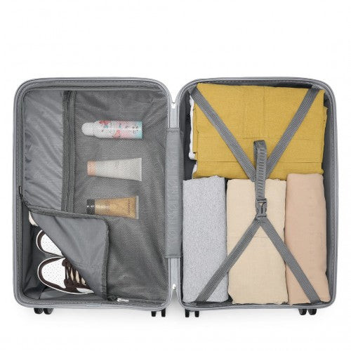 K2091L - Kono 20 Inch Multi Texture Hard Shell PP Suitcase - Classic Collection - Grey