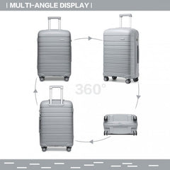 K2091L - Kono 20 Inch Multi Texture Hard Shell PP Suitcase - Classic Collection - Grey