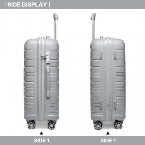 K2091L - Kono 28 Inch Multi Texture Hard Shell PP Suitcase - Classic Collection - Grey