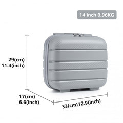 K2091L - Kono 14 Inch Multi Texture Hard Shell PP Vanity Case - Classic Collection - Grey