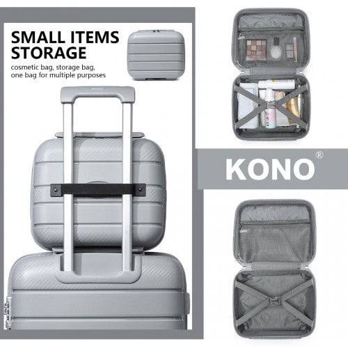 K2091L - Kono 14 Inch Multi Texture Hard Shell PP Vanity Case - Classic Collection - Grey