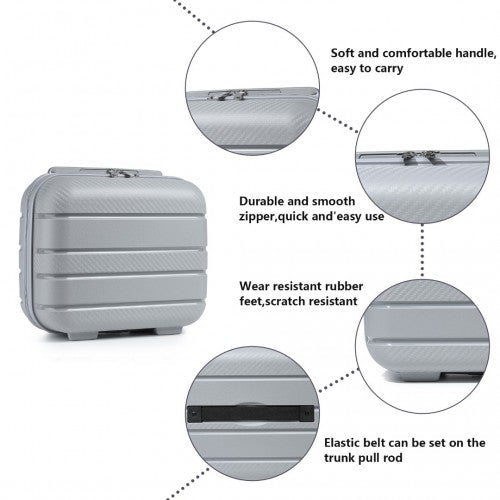 K2091L - Kono Multi Texture Hard Shell PP Suitcase With TSA Lock And Vanity Case 4 Pieces Set - Classic Collection - Grey