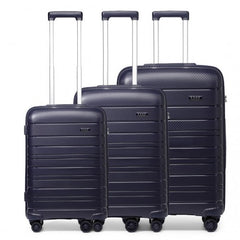 K2091L - Kono Multi Texture Hard Shell PP Suitcase 3 Pieces Set - Classic Collection - Navy