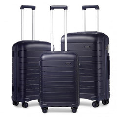 K2091L - Kono Multi Texture Hard Shell PP Suitcase 3 Pieces Set - Classic Collection - Navy