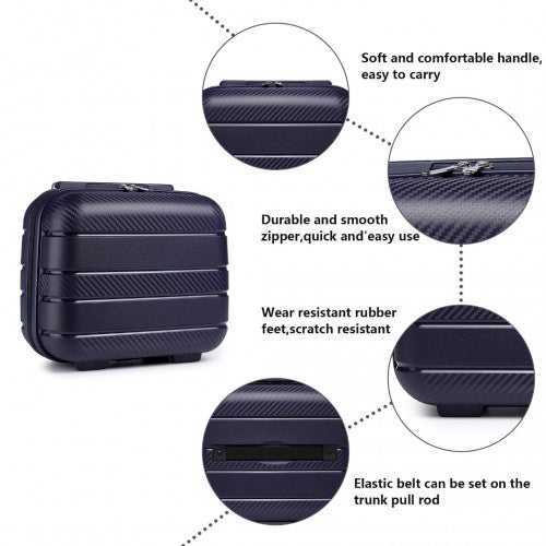 K2091L - Kono Multi Texture Hard Shell PP Suitcase With TSA Lock And Vanity Case 4 Pieces Set - Classic Collection - Navy