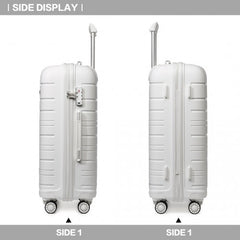 K2091L - Kono 28 Inch Multi Texture Hard Shell PP Suitcase - Classic Collection - White