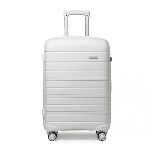 K2091L - Kono 20 Inch Multi Texture Hard Shell PP Suitcase - Classic Collection - White