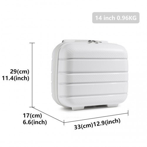 K2091L - Kono 14 Inch Multi Texture Hard Shell PP Vanity Case - Classic Collection - White