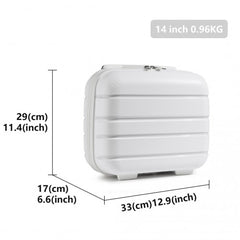 K2091L - Kono 14 Inch Multi Texture Hard Shell PP Vanity Case - Classic Collection - White