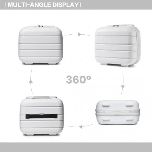 K2091L - Kono Multi Texture Hard Shell PP Suitcase With TSA Lock And Vanity Case 4 Pieces Set - Classic Collection - White