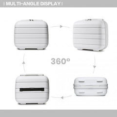 K2091L - Kono Multi Texture Hard Shell PP Suitcase With TSA Lock And Vanity Case 4 Pieces Set - Classic Collection - White