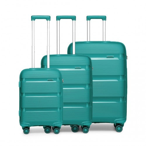 K2092L - Kono Bright Hard Shell PP Suitcase 3 Pieces Set - Classic Collection - Blue/Green