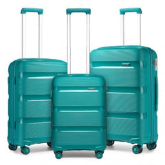 K2092L - Kono Bright Hard Shell PP Suitcase 3 Pieces Set - Classic Collection - Blue/Green