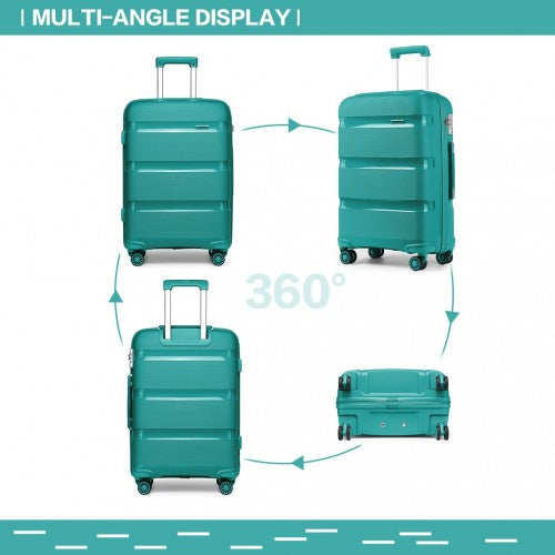 K2092L - Kono 20 Inch Bright Hard Shell PP Carry-On Suitcase In Cabin Size - Blue/Green