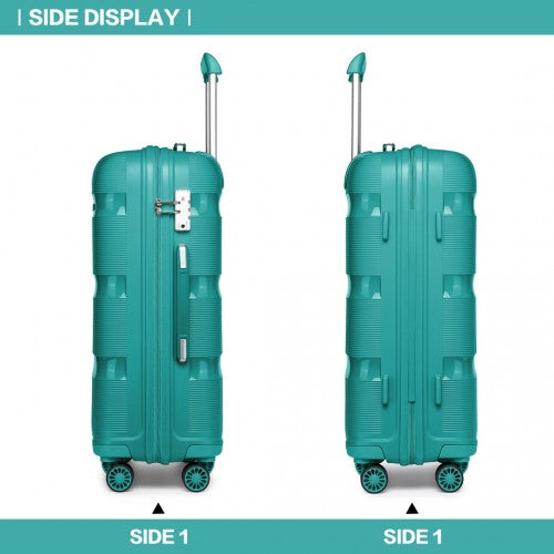 K2092L - Kono 20 Inch Bright Hard Shell PP Carry-On Suitcase In Cabin Size - Blue/Green