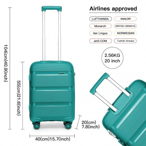 K2092L - Kono Bright Hard Shell PP Suitcase 3 Pieces Set - Classic Collection - Blue/Green