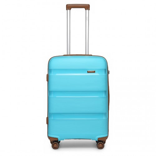 K2092L - Kono 24 Inch Bright Hard Shell PP Suitcase - Classic Collection - Blue And Brown