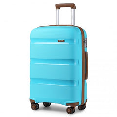 K2092L - Kono 28 Inch Bright Hard Shell PP Suitcase - Classic Collection - Blue And Brown