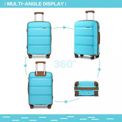 K2092L - Kono 28 Inch Bright Hard Shell PP Suitcase - Classic Collection - Blue And Brown