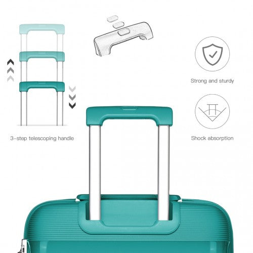 K2092L - Kono Bright Hard Shell PP Suitcase With TSA Lock And Vanity Case 4 Pieces Set - Classic Collection - Blue