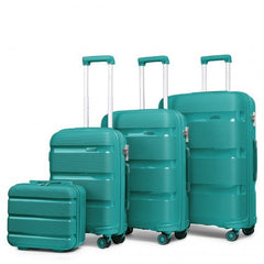 K2092L - Kono Bright Hard Shell PP Suitcase With TSA Lock And Vanity Case 4 Pieces Set - Classic Collection - Blue