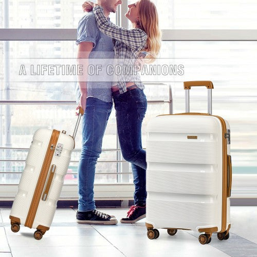 K2092L - Kono 24 Inch Bright Hard Shell PP Suitcase - Classic Collection - Cream