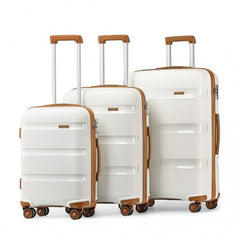 K2092L - Kono Bright Hard Shell PP Suitcase 3 Pieces Set - Classic Collection - Cream