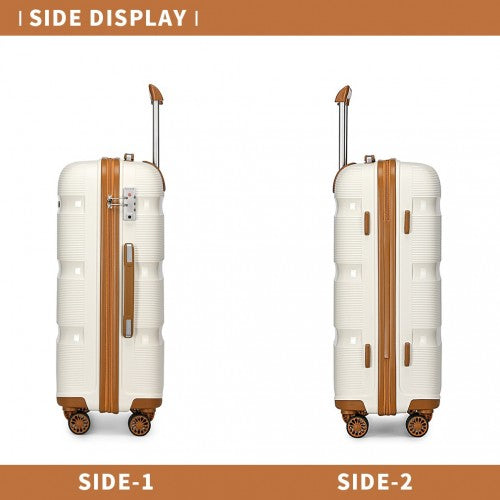 K2092L - Kono 24 Inch Bright Hard Shell PP Suitcase - Classic Collection - Cream