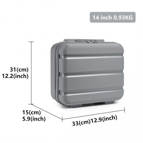 K2092L - Kono 14 Inch Bright Hard Shell PP Vanity Case - Grey