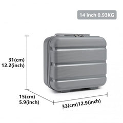 K2092L - Kono 14 Inch Bright Hard Shell PP Vanity Case - Grey