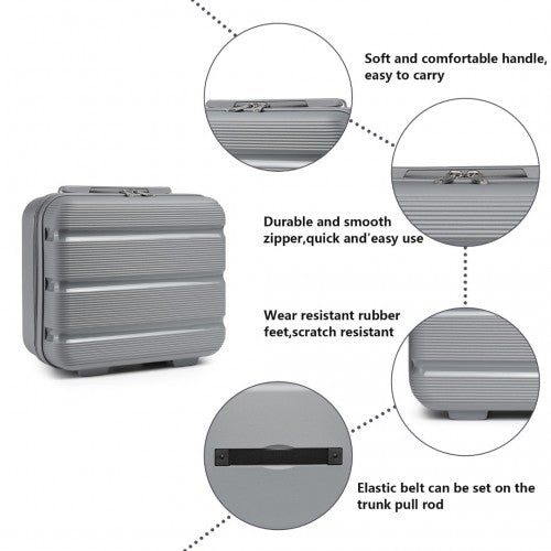 K2092L - Kono 14 Inch Bright Hard Shell PP Vanity Case - Grey