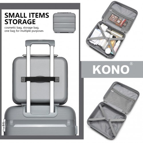 K2092L - Kono 14 Inch Bright Hard Shell PP Vanity Case - Grey