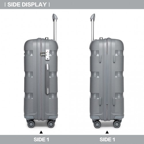 K2092L - Kono 28 Inch Bright Hard Shell PP Suitcase - Classic Collection - Grey