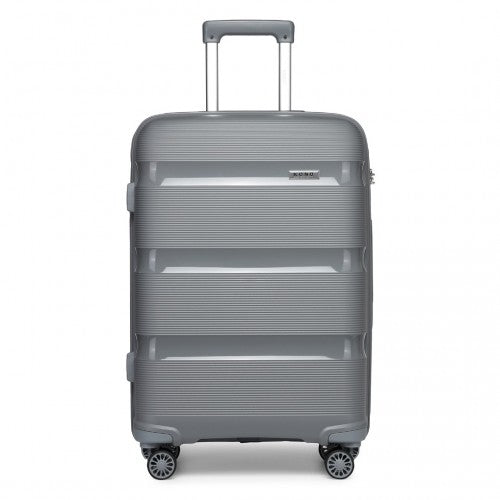 K2092L - Kono 20 Inch Bright Hard Shell PP Carry-On Suitcase In Cabin Size - Grey