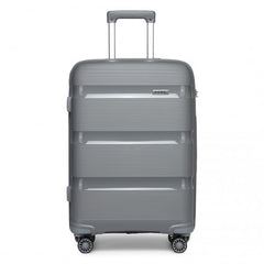 K2092L - Kono 24 Inch Bright Hard Shell PP Suitcase - Classic Collection - Grey