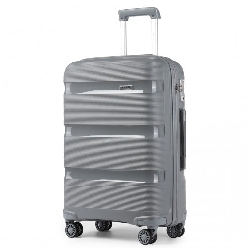 K2092L - Kono 28 Inch Bright Hard Shell PP Suitcase - Classic Collection - Grey