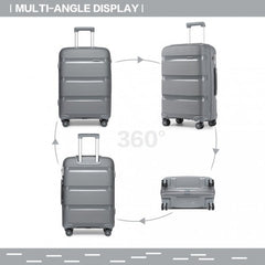 K2092L - Kono 28 Inch Bright Hard Shell PP Suitcase - Classic Collection - Grey