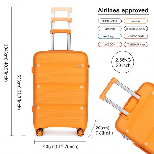 K2092L - Kono Bright Hard Shell PP Suitcase 3 Pieces Set - Classic Collection - Orange