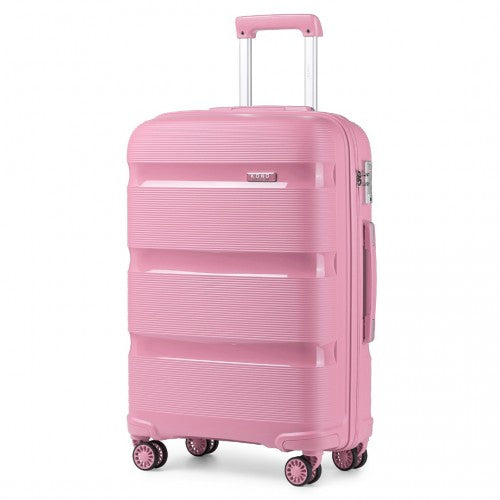 K2092L - Kono 20 Inch Bright Hard Shell PP Carry-On Suitcase In Cabin Size - Pink