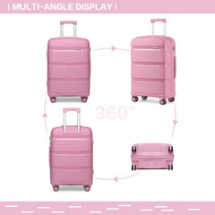 K2092L - Kono 28 Inch Bright Hard Shell PP Suitcase - Classic Collection - Pink