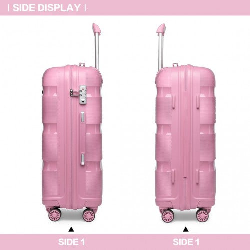 K2092L - Kono 28 Inch Bright Hard Shell PP Suitcase - Classic Collection - Pink