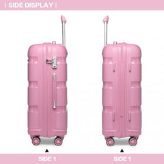 K2092L - Kono 20 Inch Bright Hard Shell PP Carry-On Suitcase In Cabin Size - Pink