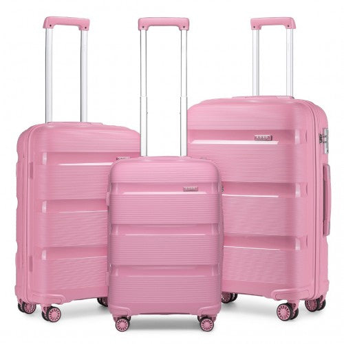 K2092L - Kono Bright Hard Shell PP Suitcase 3 Pieces Set - Classic Collection - Pink