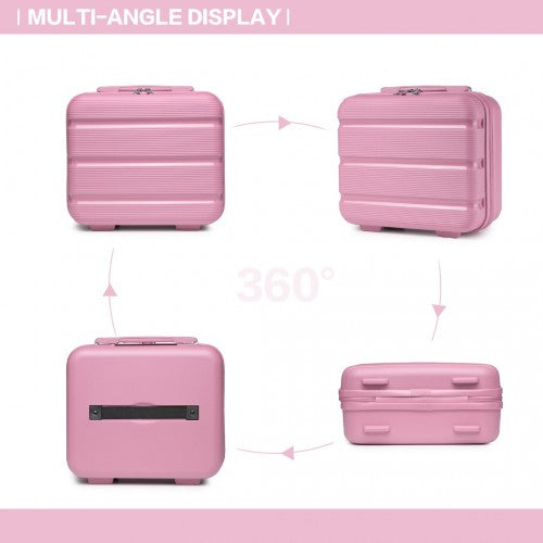 K2092L - Kono Bright Hard Shell PP Suitcase With TSA Lock And Vanity Case 4 Pieces Set - Classic Collection - Pink