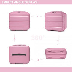 K2092L - Kono Bright Hard Shell PP Suitcase With TSA Lock And Vanity Case 4 Pieces Set - Classic Collection - Pink