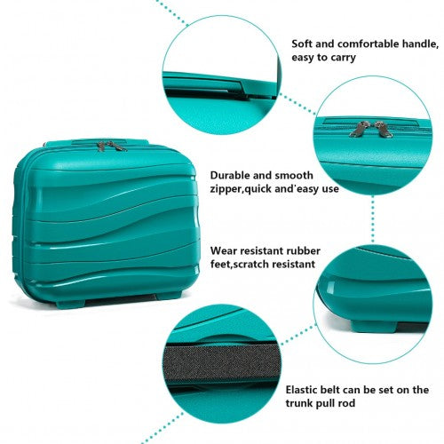 K2094L - Kono 14 Inch Lightweight Polypropylene Hard Shell Vanity Case - Teal