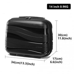 K2094L - Kono 14 Inch Lightweight Polypropylene Hard Shell Vanity Case - Black