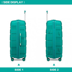 K2094L - Kono Lightweight Polypropylene Hard Shell 4 Piece Suitcase Set With TSA Lock And Vanity Case - Teal